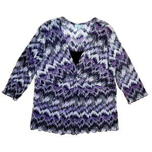 Essentials Womens Sparkly Glitter Top Purple Sz 22/24 crinkle stretch Partywear